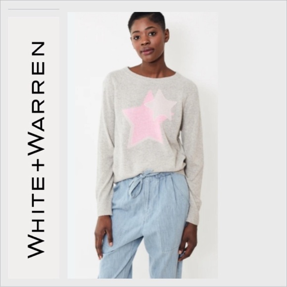 White + Warren Sweaters - White + Warren Cashmere Intarsia multi Star Sweater